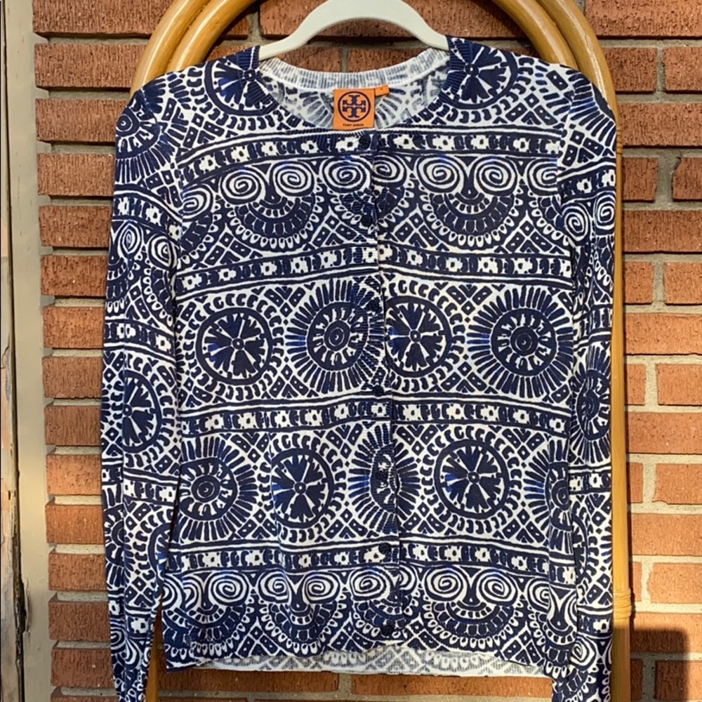 Tory Burch Silk Button Down Cardigan